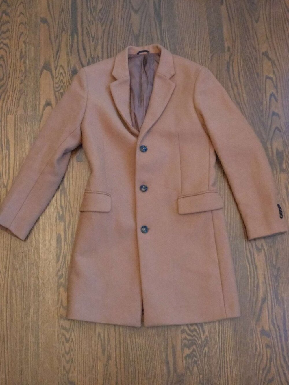 Men's Classic Single-Breasted Tan Wool Coat